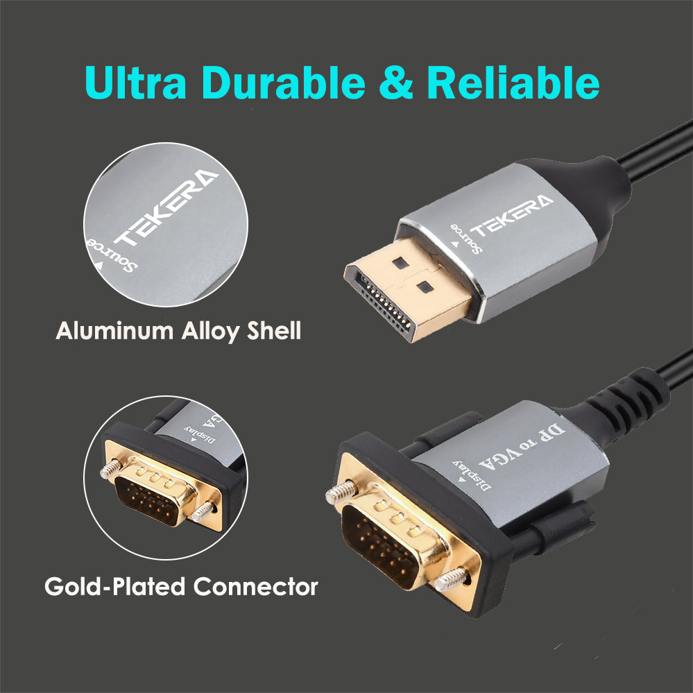 6ft 1.8M DisplayPort Display Port DP Male to VGA Male 1080P Cable Gold Plated