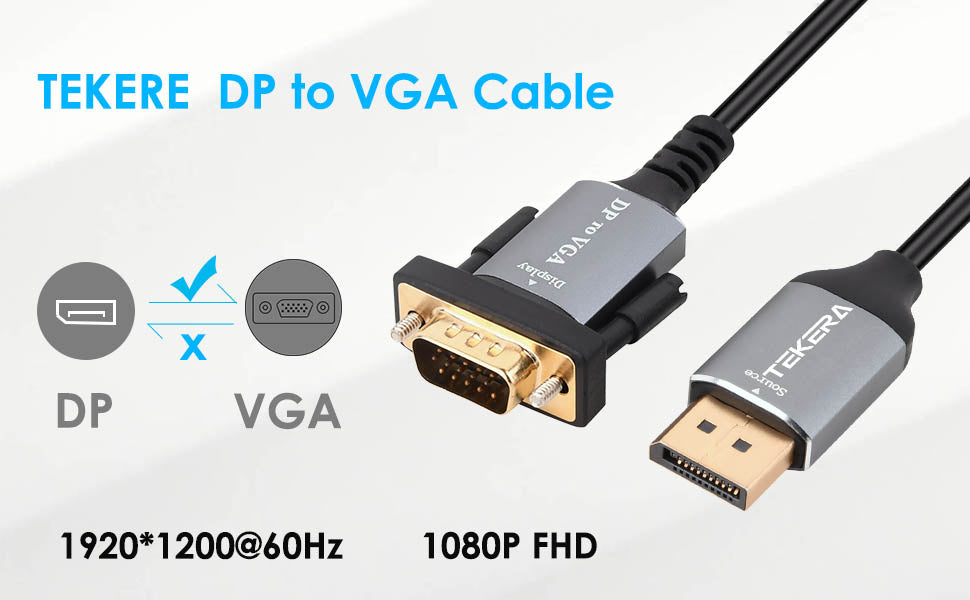 6ft 1.8M DisplayPort Display Port DP Male to VGA Male 1080P Cable Gold Plated