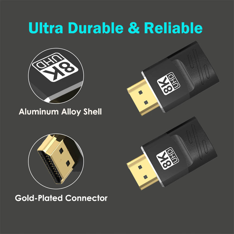 8K@60Hz HDMI 2.1 Adapter Male to Female Extender Compatible 48Gbps HDR Video 3D