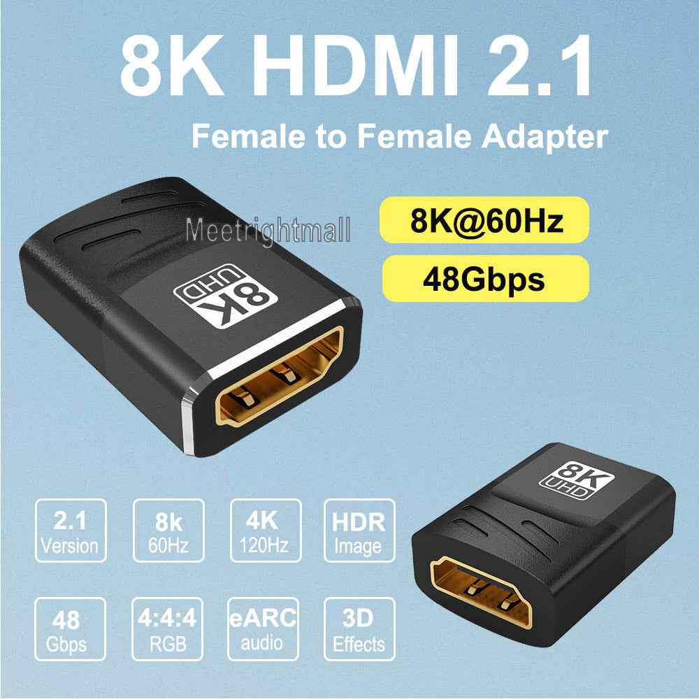 8K HDMI-compatible Extender HD 2.1 Female to Female Connector Cable Adapter