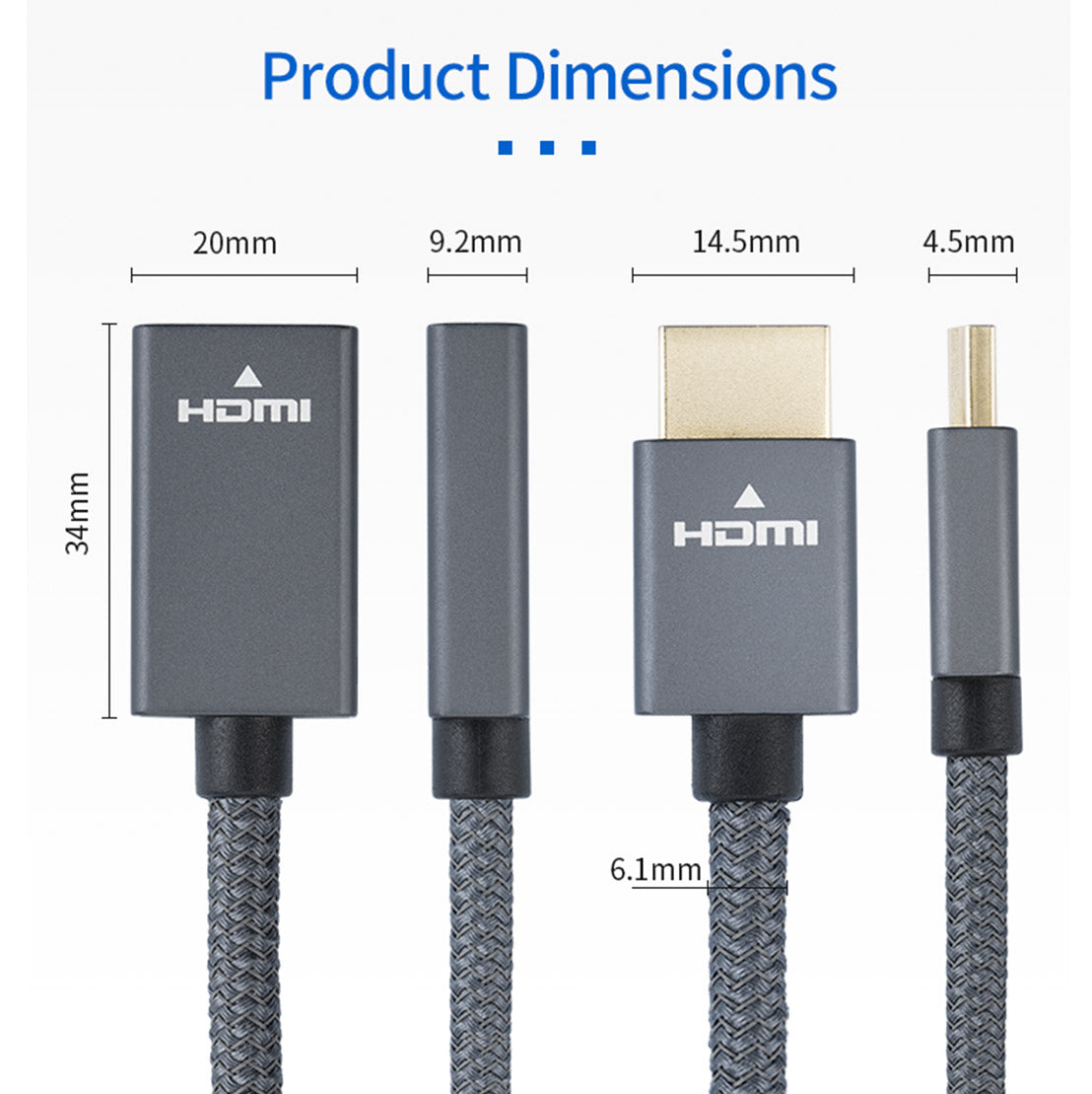 4K@60Hz HDMI Extension Cable Male to Female Cable UltraThin 18Gbps High Speed Data Transfer with Ethernet