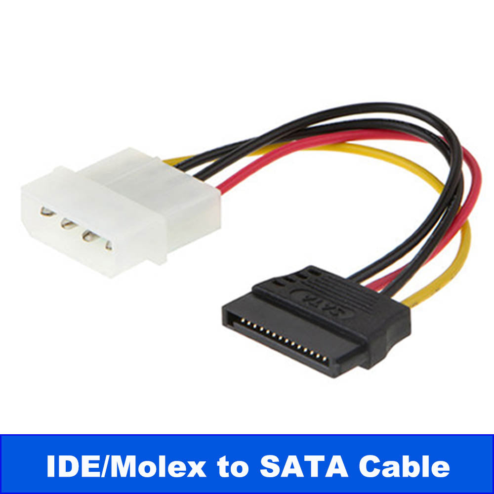 4 Pin IDE Molex to SATA Power Cable for HDD DVD CD ROM Drive