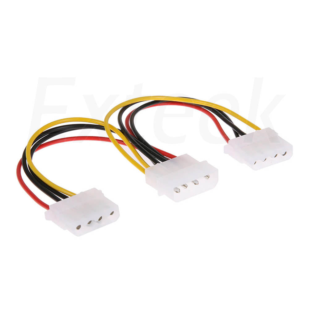 4 Pin IDE Molex Power to 2 Molex Splitter Y Power Extension Cable