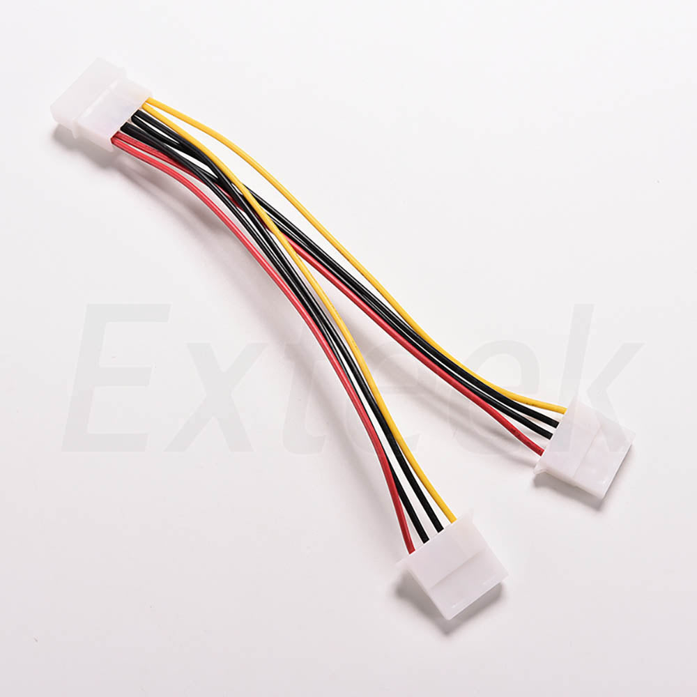 4 Pin IDE Molex Power to 2 Molex Splitter Y Power Extension Cable