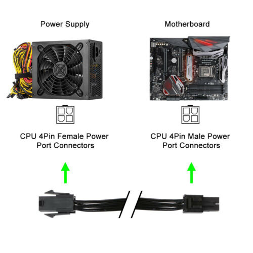 4 Pin CPU Male to Female Power Supply Extension Cable