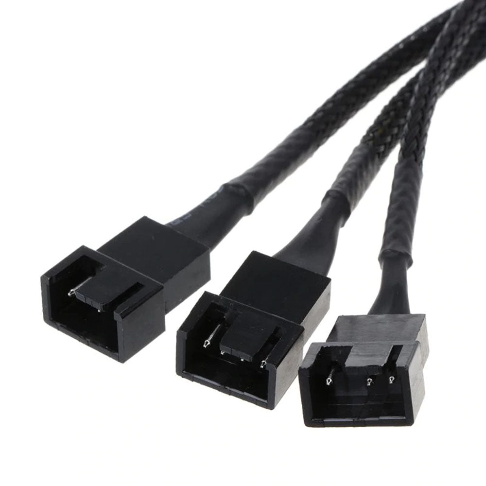 4 pin PWM Fan Splitter Cable 1 to 3 ways Sleeved Extension Extender Cable