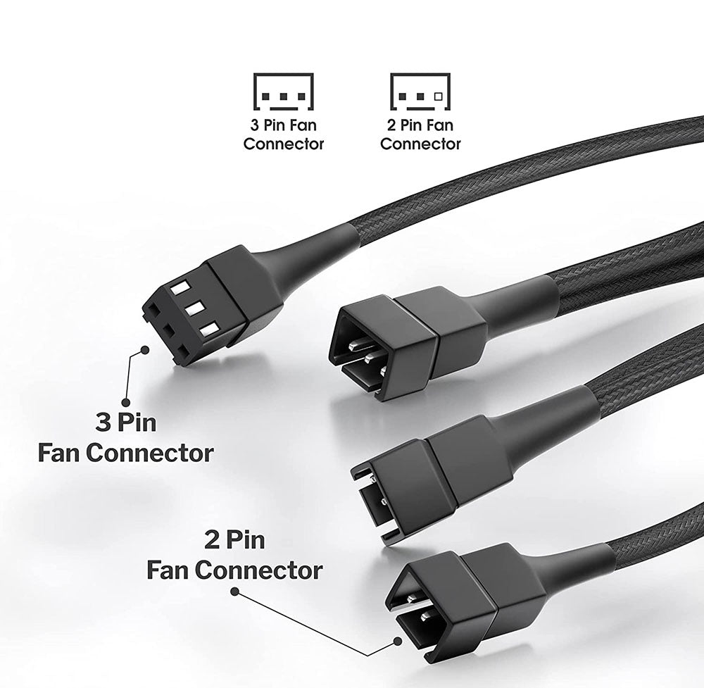 3 Pin fan Splitter cable 1 to 4 ways extension Power Cable