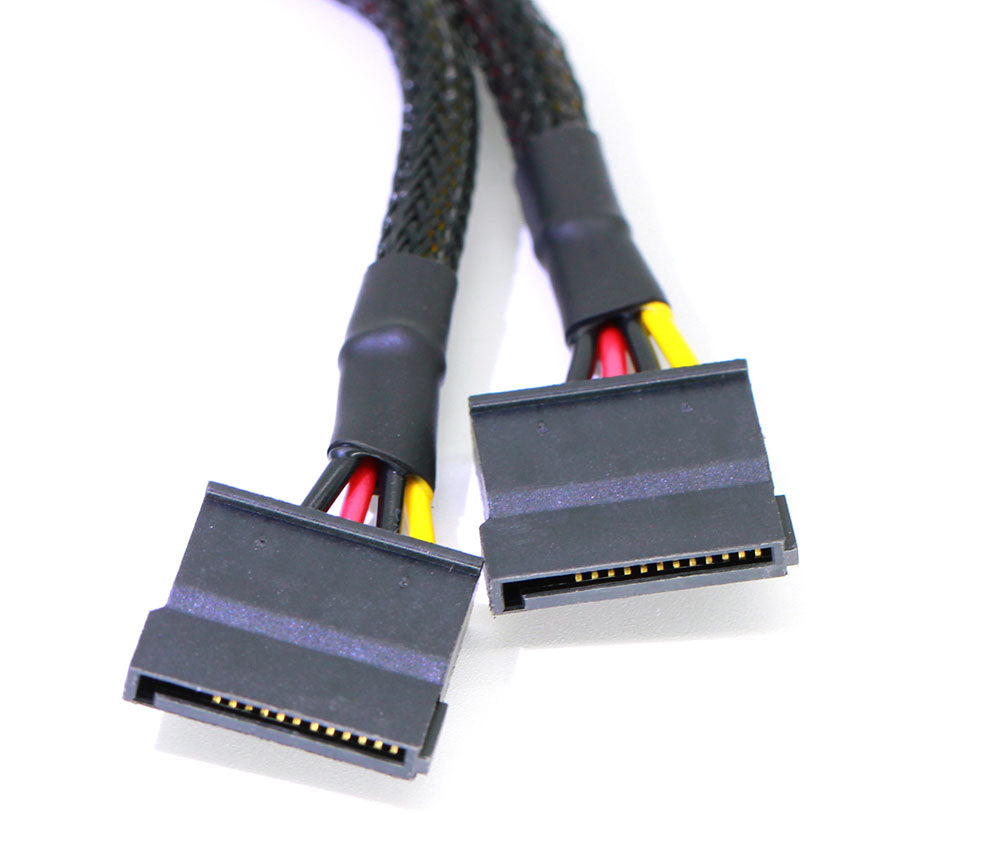 4 Pin IDE Molex to 2 SATA 15pin Power Cable Splitter Adapter