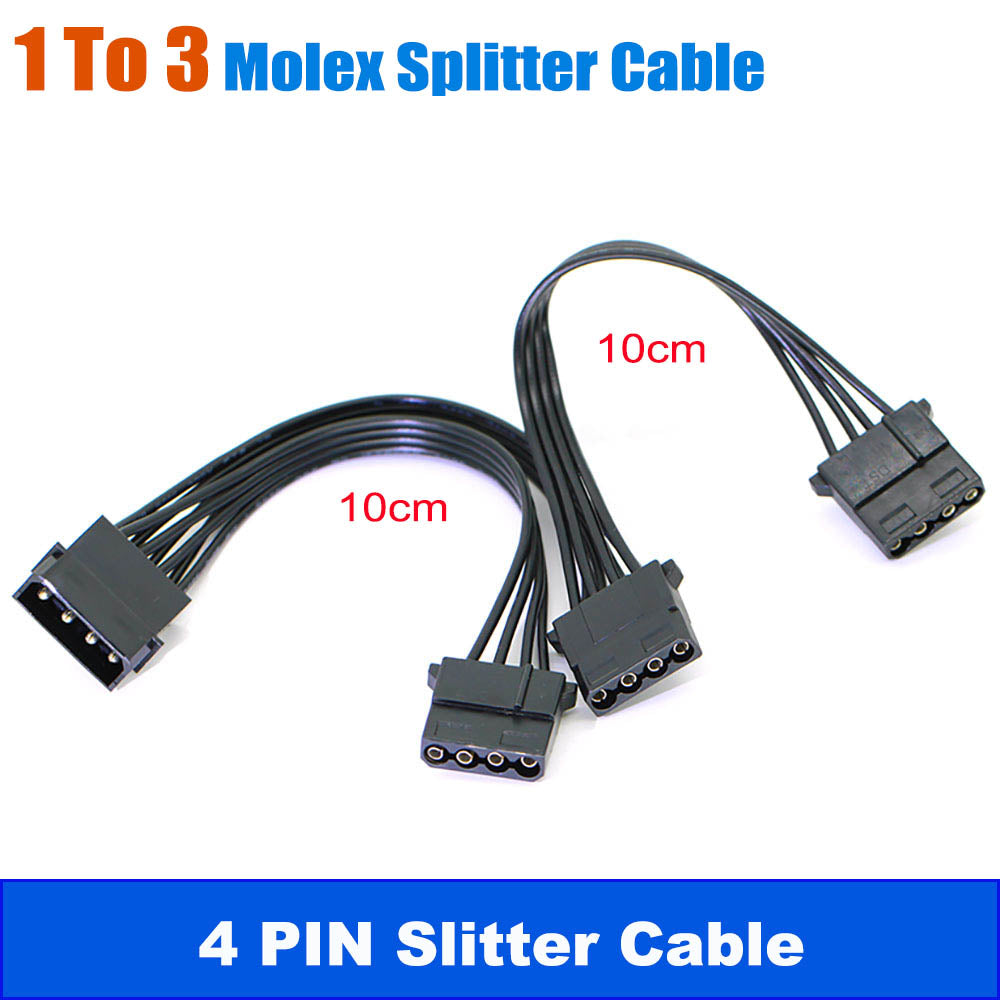 4 Pin IDE Molex to 3 Molex Splitter Y Power Extension Cable