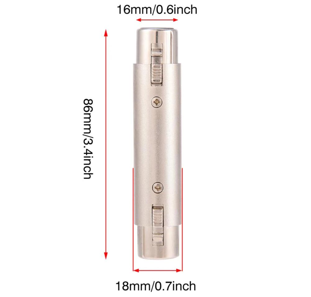 3 Pin XLR to XLR Female to Female Balanced  Microphone Mic Audio Adapter