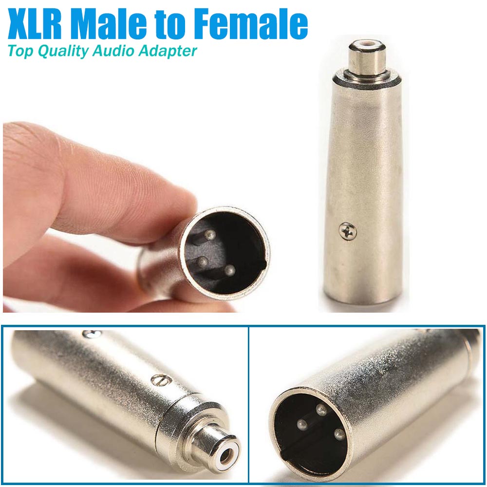 3 Pin XLR Plug Male to RCA Female Audio Adapter Connector