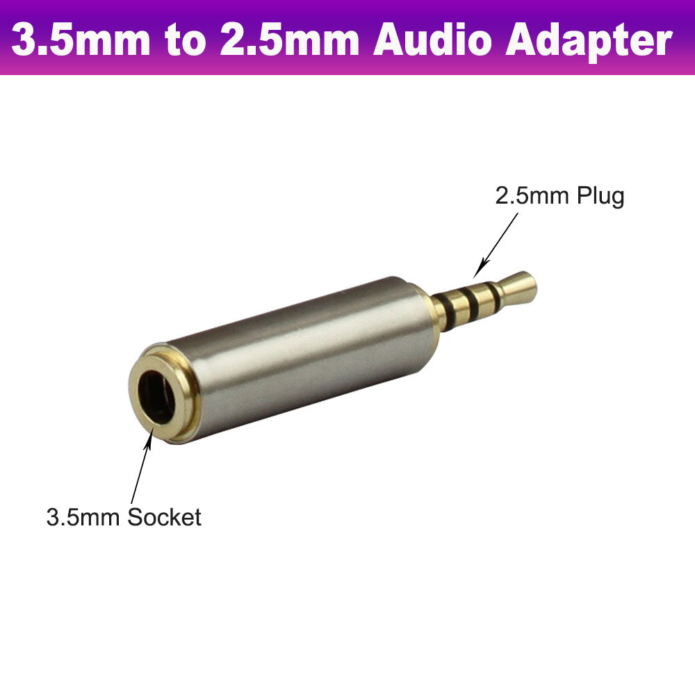 3.5mm Female to 2.5mm Male Stereo Audio Headphone Jack Plug Adapter