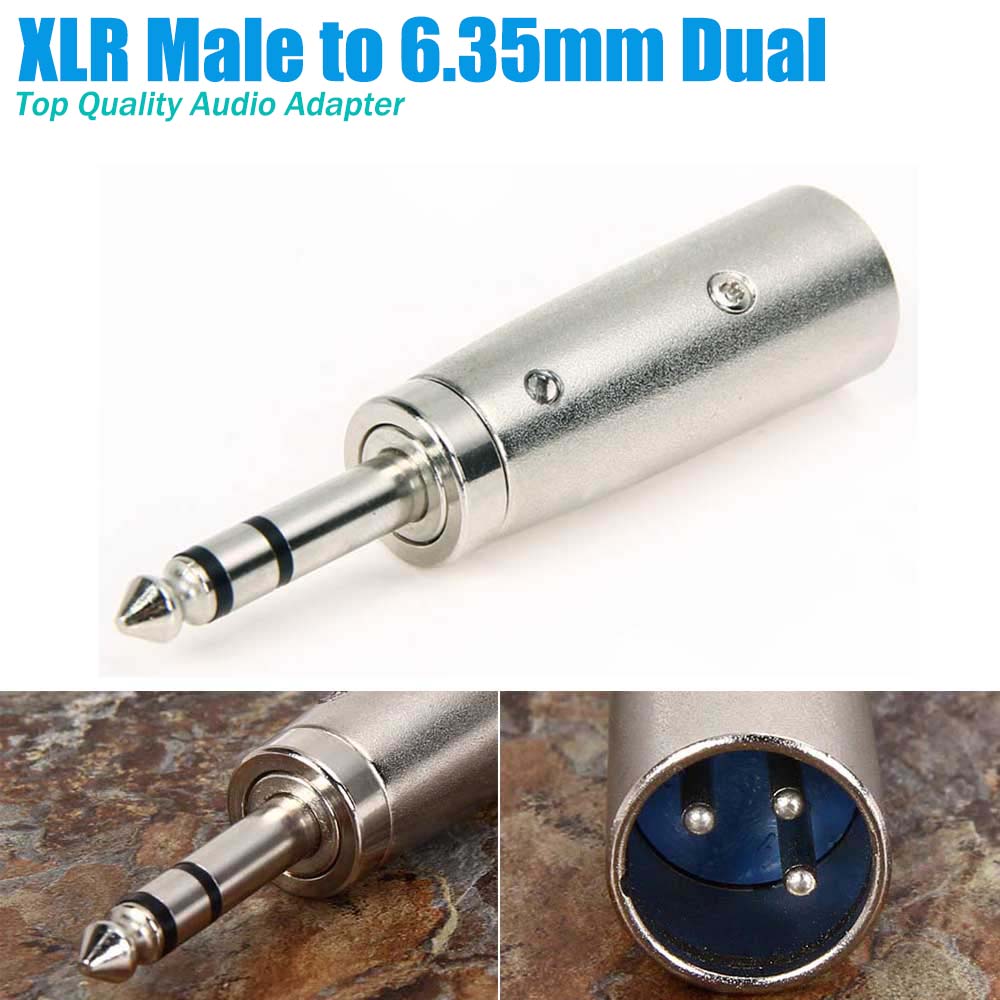 3-Pin XLR Male to 1/4" 6.35mm Stereo Cable Microphone Mic TRS Adapter