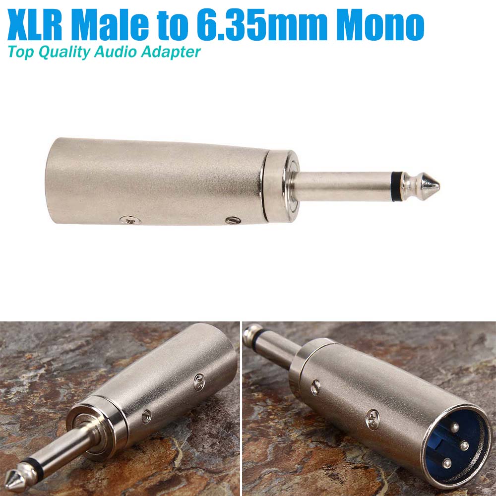 3 pin XLR Male to Mono 6.35mm 1/4” Inch Male Microphone Audio Adapter