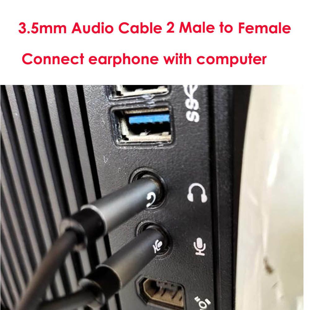 3.5mm Female to 2 male Mic Audio Headphone AUX Headset Microphone Splitter Cable