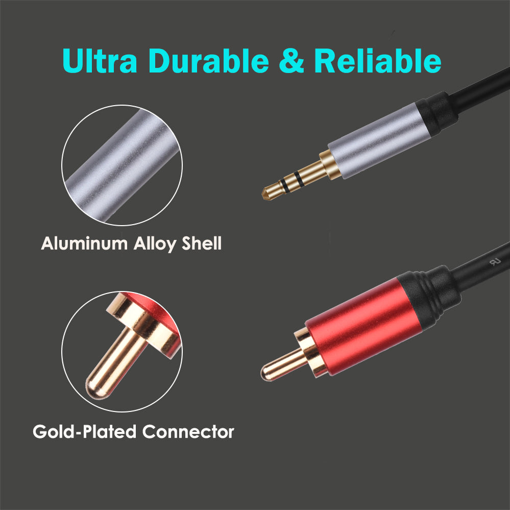 3.5mm Male To 2 RCA Aux Auxiliary Stereo Audio Y Converter Adapter