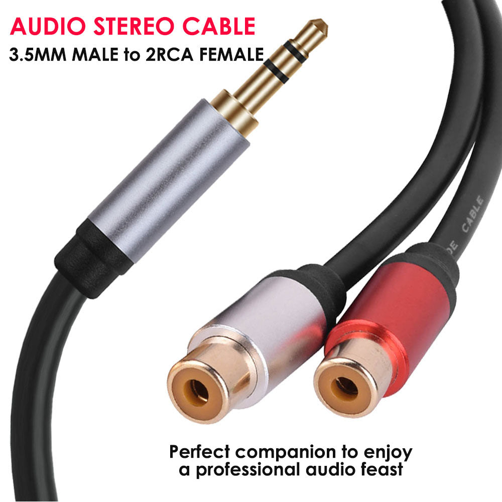 3.5mm Male to 2 RCA Female Splitter AUX Cable