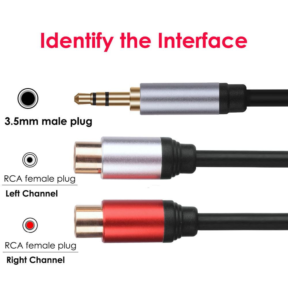 3.5mm Male to 2 RCA Female Splitter AUX Cable