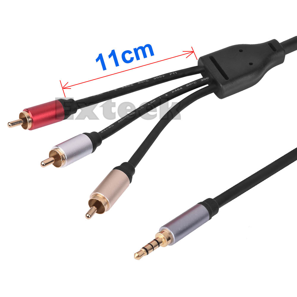 3.5mm  AUX to 3 RCA Audio Video DVD HDTV AV Cord Cable