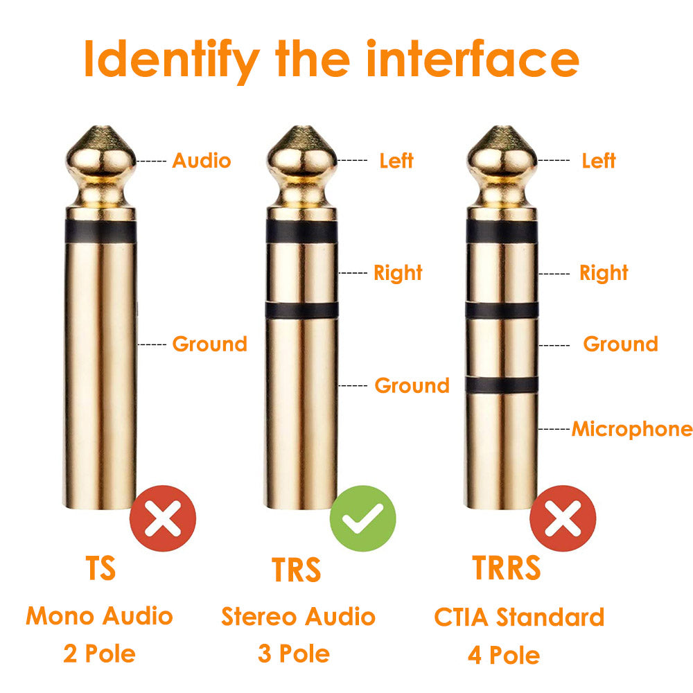 3.5mm Socket Female to 6.35mm TRS 1/4-Inch Jack Plug Male Stereo Audio cable