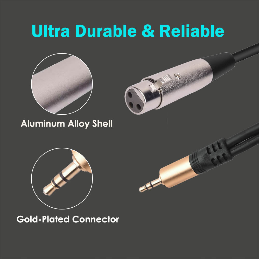 3.5mm Stereo TRS Male Plug to Dual XLR 3Pin Female Splitter Connector Cable