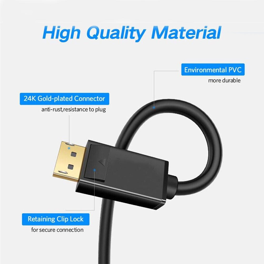 1.8M Displayport to Displayport Cable 4K