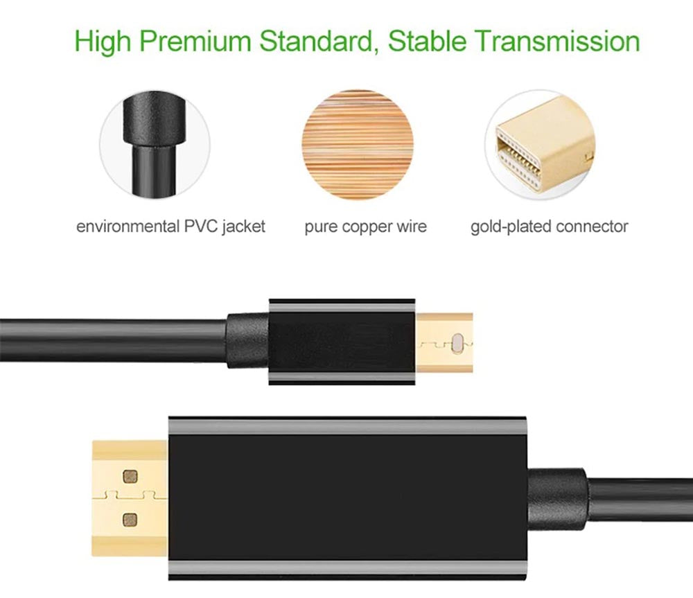 1.8m Mini-DisplayPort to HDMI Cable (Ultra HD 4K Compatible)