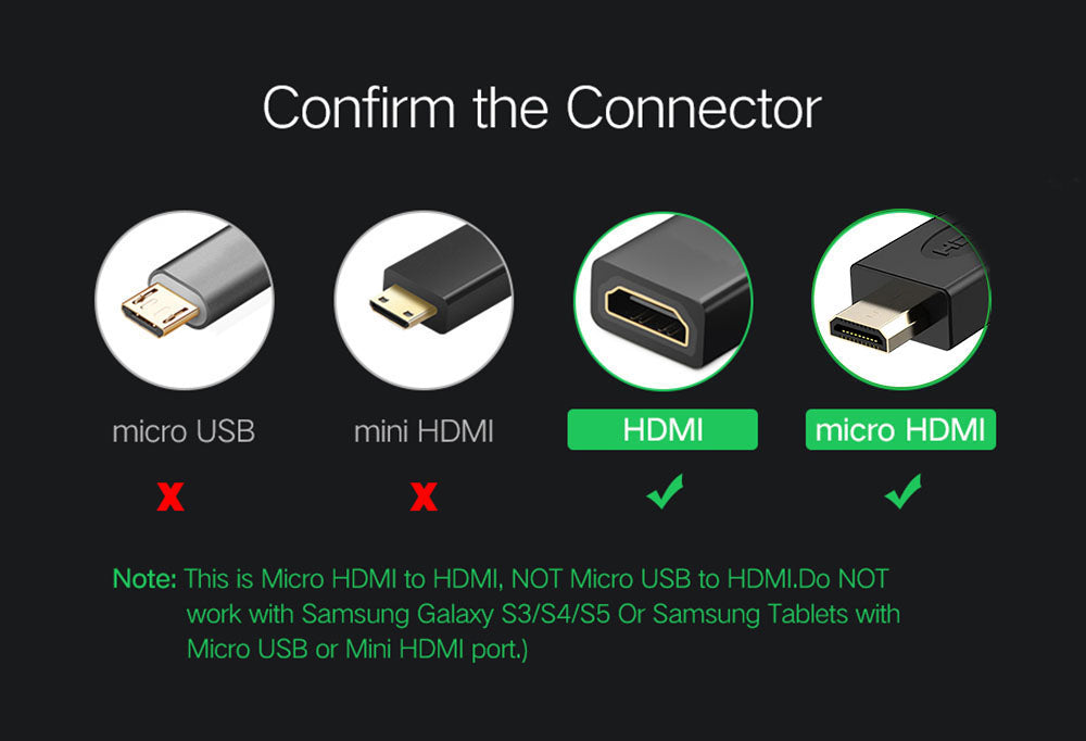 10cm Micro-HDMI to HDMI Cable Adapter (HDMI Type A-D, Male to Female)