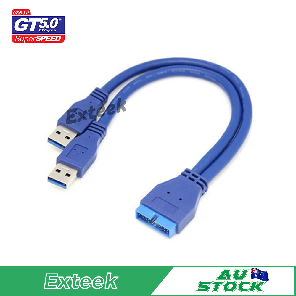 25cm Dual Port USB3.0 Male to 20Pin Cable Motherboard Mainboard