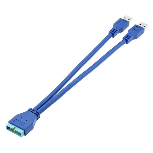 25cm Dual Port USB3.0 Male to 20Pin Cable Motherboard Mainboard