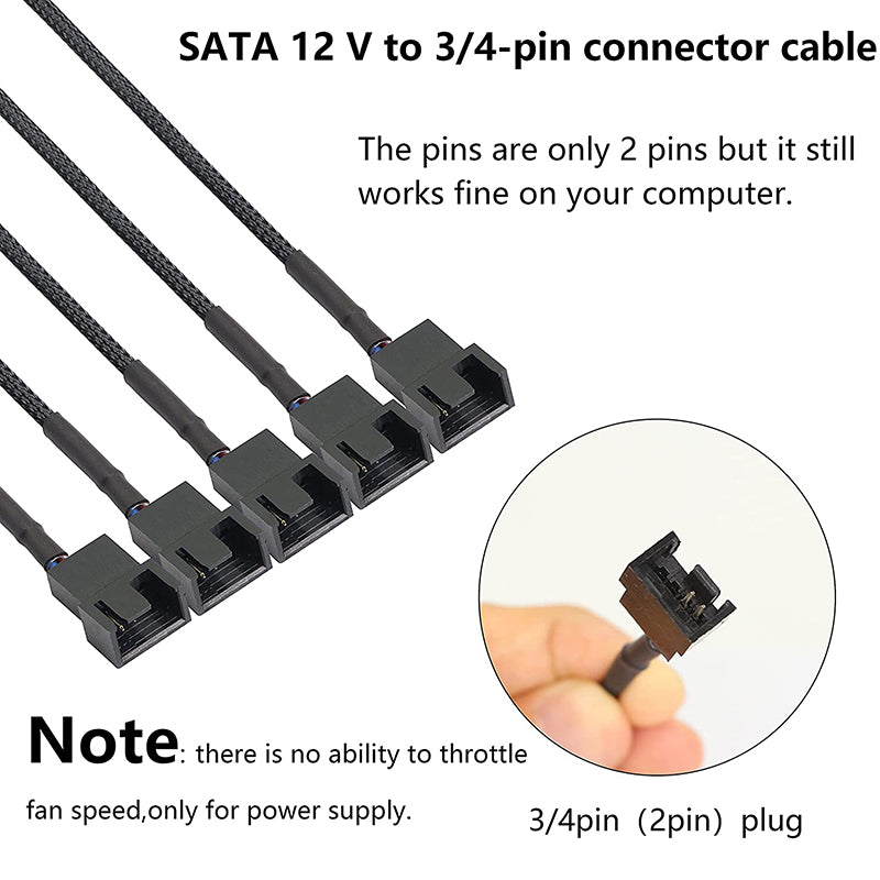 15Pin SATA to 5 x 4-Pin PWM Sleeved Fan Power Adapter Cable