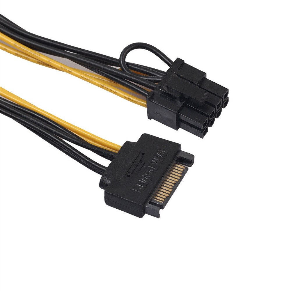 15Pin SATA Power to 8Pin (6+2)  PCI-E PCIE Converter Cable