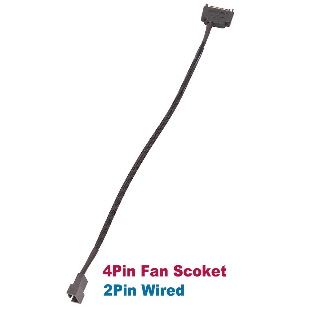 15Pin SATA to 4-Pin PWM Sleeved Fan Power Adapter Cable