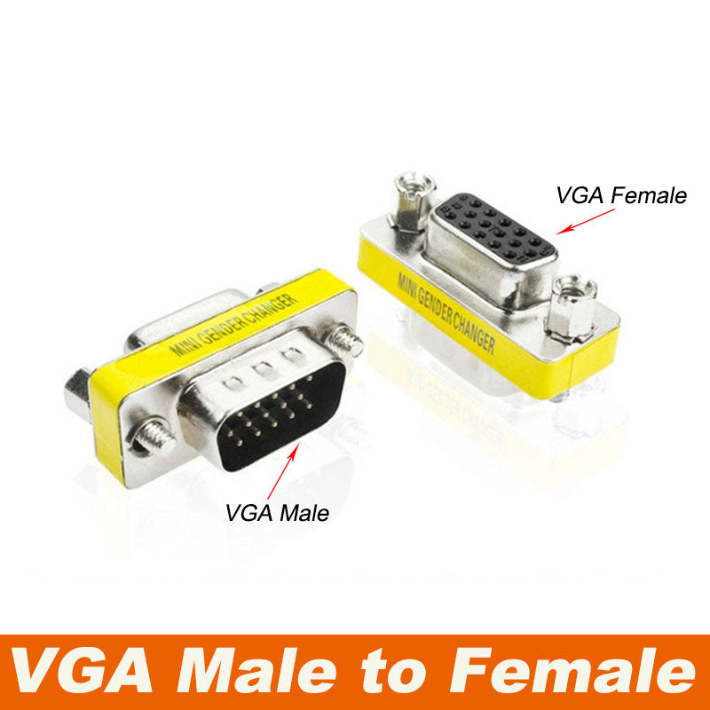 VGA D-Sub 15Pin Female to Male Gender Changer Bender Adaptor Joiner