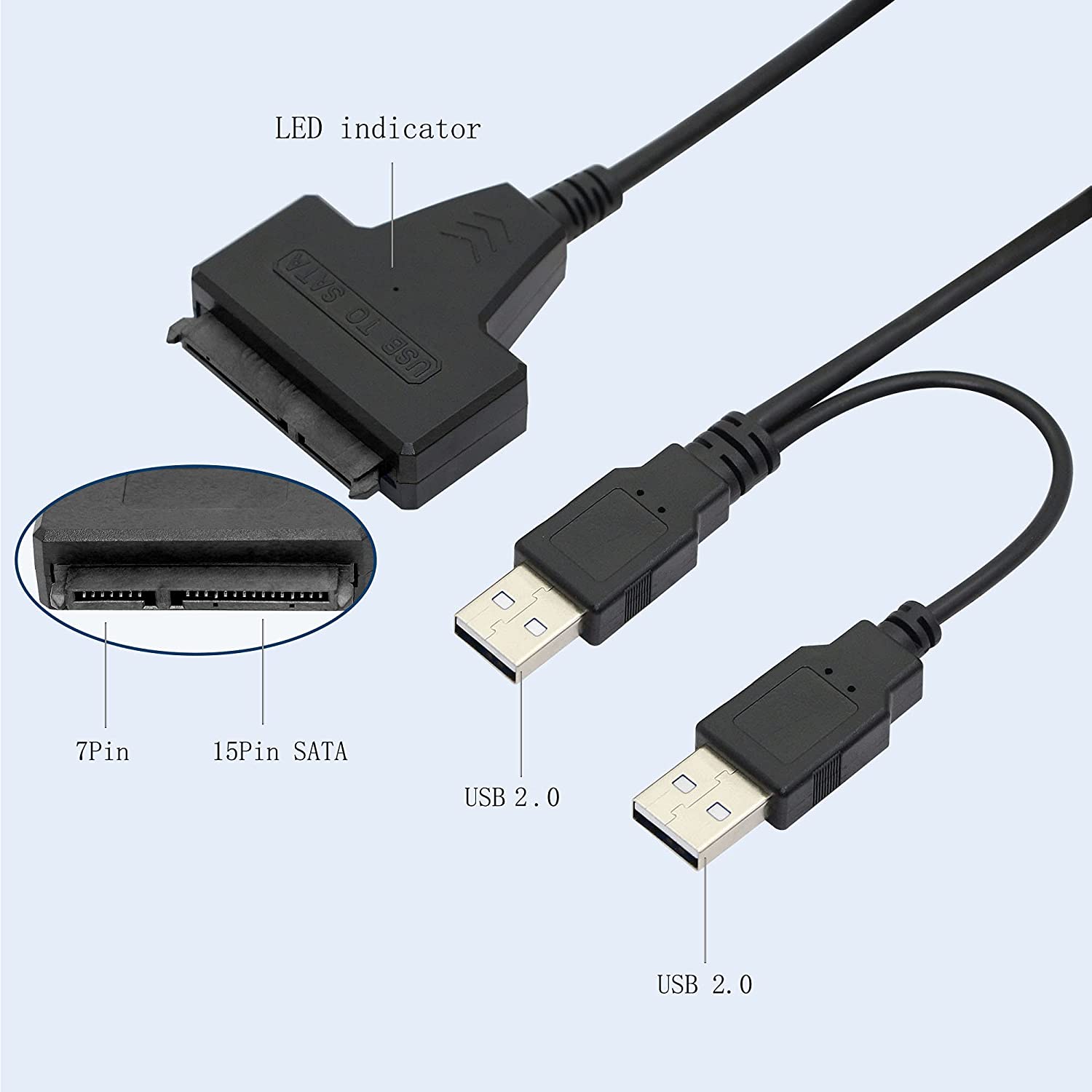 40cm USB2.0 to SATA Cable  for 2.5 inch External SSD HDD