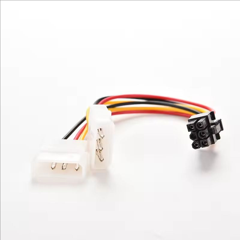 Dual 4 Pin Molex IDE to 6 Pin PCI-E Graphic Card Power Connector Cable