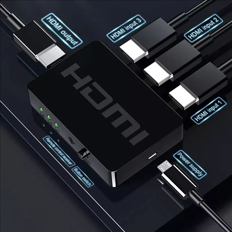 4K 3 Way HDMI Switch 3 Port IN 1 OUT