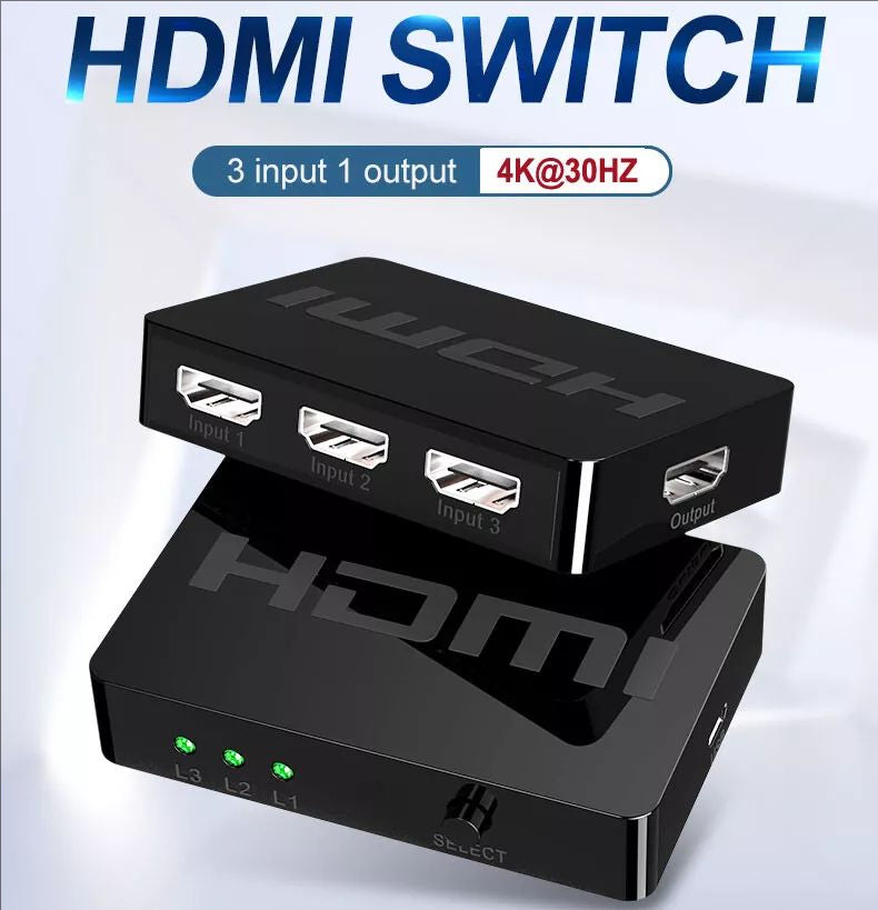 4K 3 Way HDMI Switch 3 Port IN 1 OUT