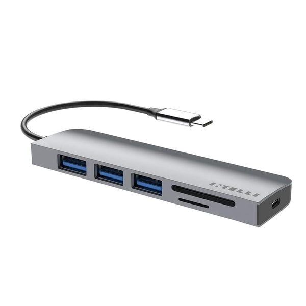 INTELLI  6-in-1 USB-C Hub With EXPAND Go 60W PD Charging 5Gbps Data Transfer for Computer