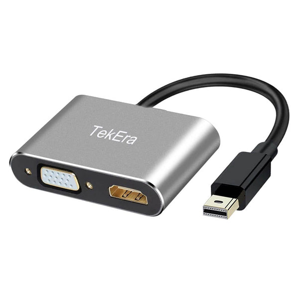 Mini DP DisplayPort 2 in 1 Hub to HDMI 4K VGA Video Adapter