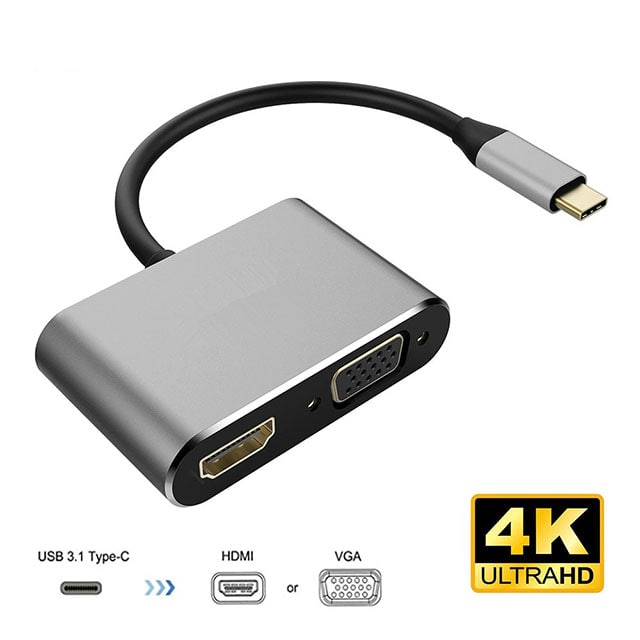 Type-C USB-C 3.1 to HDMI +VGA HUB 4K For MacBook iPad Pro