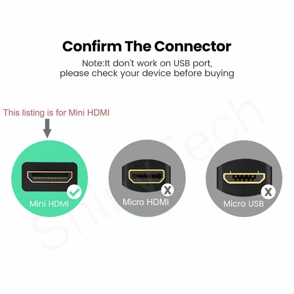 10cm Mini-HDMI to HDMI Cable Adapter (HDMI Type A-C, Female to Male)