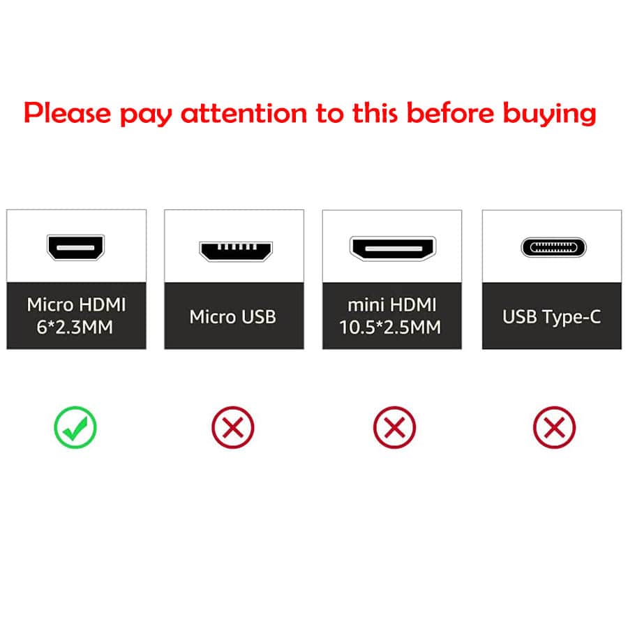 Micro HDMI to HDMI 2.0 Cable 4K 60Hz  (HDMI Type-A to Type-D)