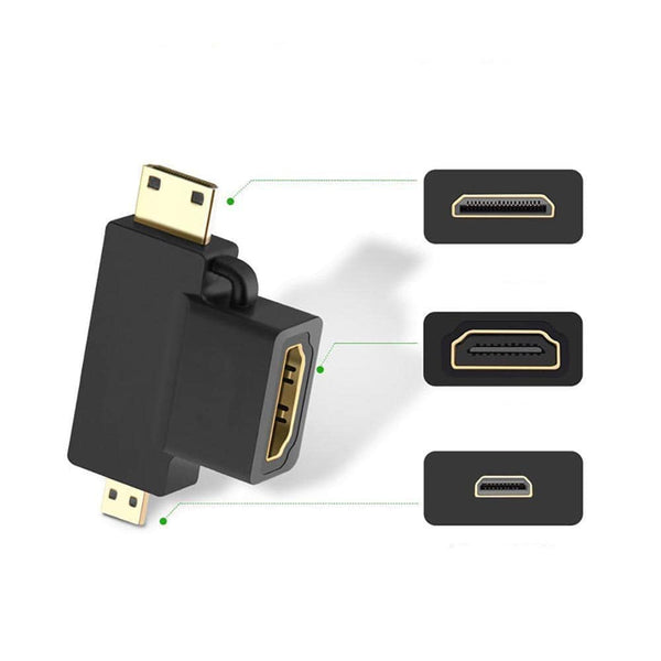 3in1 Micro Mini HDMI Male To HDMI Female Adapter Converter Connector