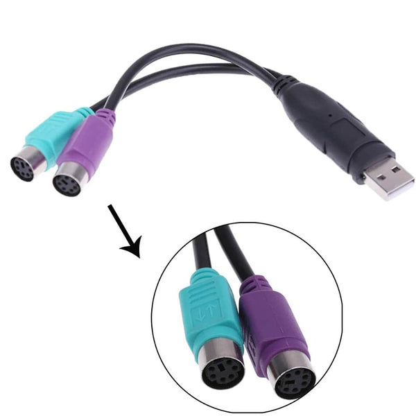 USB Male to PS/2 Female Converter Active Adapter PS2 Keyboard Mouse Cable