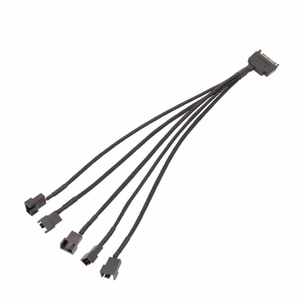 15Pin SATA to 5 x 4-Pin PWM Sleeved Fan Power Adapter Cable