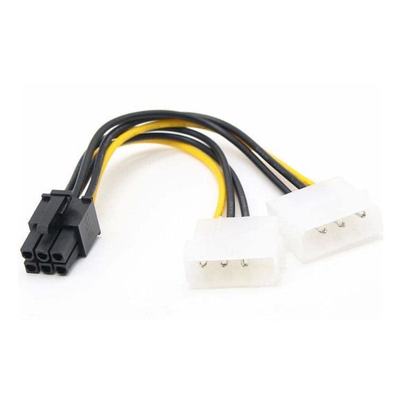 Dual 4 Pin Molex IDE to 6 Pin PCI-E Graphic Card Power Connector Cable