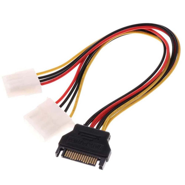 15 Pin SATA Male to 4 Pin Molex 2 Female IDE HDD Power Hard Drive Cable