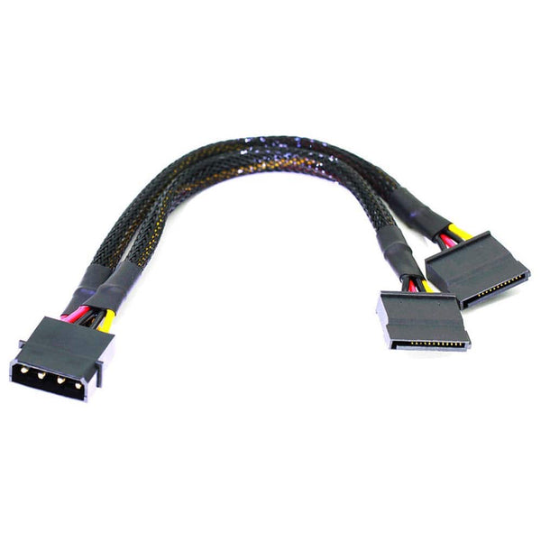 4 Pin IDE Molex to 2 SATA 15pin Power Cable Splitter Adapter