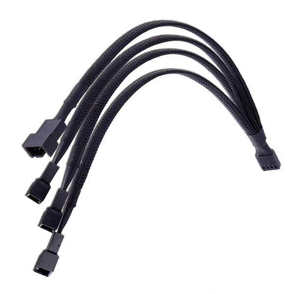 4 pin PWM Fan Splitter Cable 1 to 4 ways Sleeved Extension Extender Cable